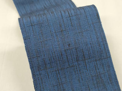 平和屋着物●男性　両面　角帯　鉄紺色　紺瑠璃色　正絹　逸品　DAAZ4148cm