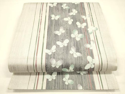 平和屋着物●六通柄袋帯 舞蝶間道 正絹 逸品 DAAZ4157cm