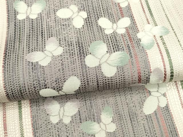 平和屋着物●六通柄袋帯 舞蝶間道 正絹 逸品 DAAZ4157cm