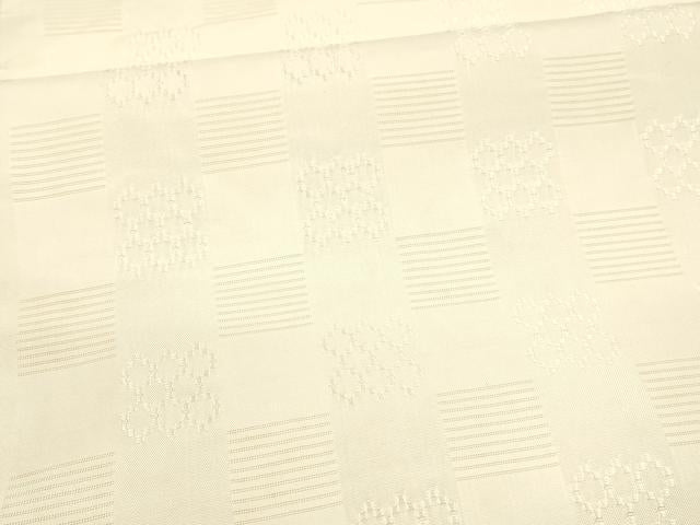 平和屋着物●沖縄県最高級織物　首里花倉織　全通柄袋帯　抽象文様　薄卵色　正絹　逸品　DAAZ4159cm