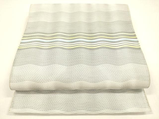 平和屋着物●本場筑前博多織 八寸名古屋帯 よろけ縞 正絹 逸品 DAAZ4176cm