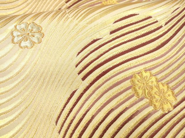 平和屋着物●六通柄袋帯 舞花文 金糸 正絹 逸品 DAAZ4195cm