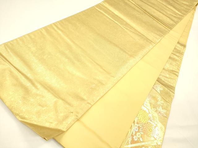 平和屋着物●太鼓柄袋帯　流水草花文　金銀彩　引箔　正絹　逸品　DAAZ4201cm