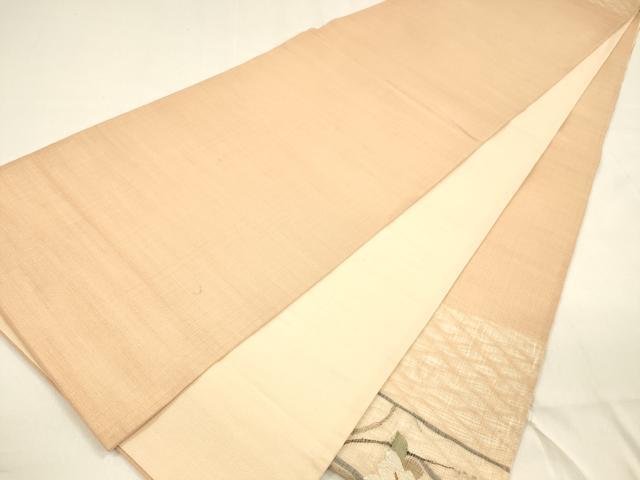 平和屋着物▽スリーシーズン 春夏秋 太鼓柄袋帯 すくい織 枝花文 銀糸 正絹 逸品 DAAZ4219cm
