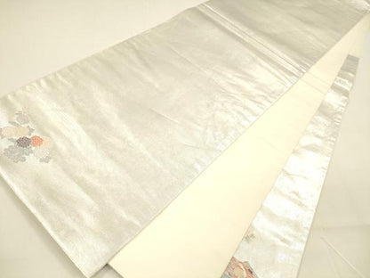 平和屋着物●太鼓柄袋帯　女人文　本銀箔　金糸　引箔　正絹　逸品　DAAZ4220cm