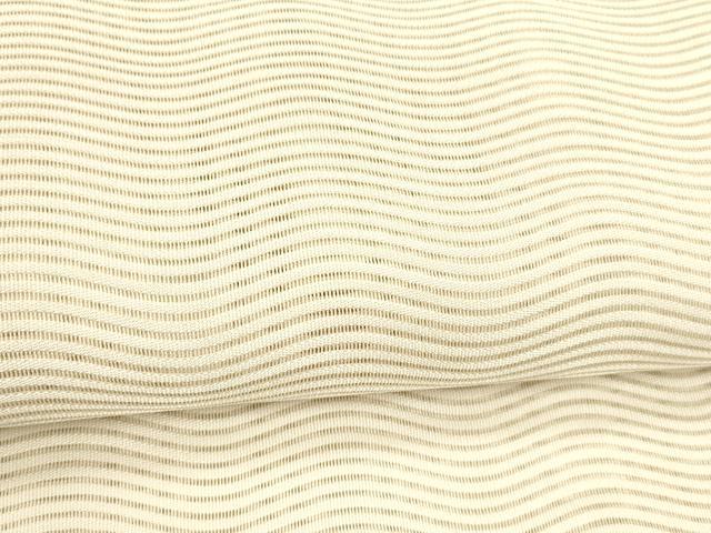 平和屋着物＊夏物 絽綴れ 八寸名古屋帯 よろけ縞 薄卵色 正絹 逸品 DAAZ4222cm