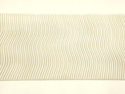 平和屋着物＊夏物 絽綴れ 八寸名古屋帯 よろけ縞 薄卵色 正絹 逸品 DAAZ4222cm