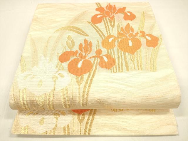 平和屋着物＊夏物 六通柄 本袋帯 杜若 金糸 正絹 逸品 DAAZ4225cm