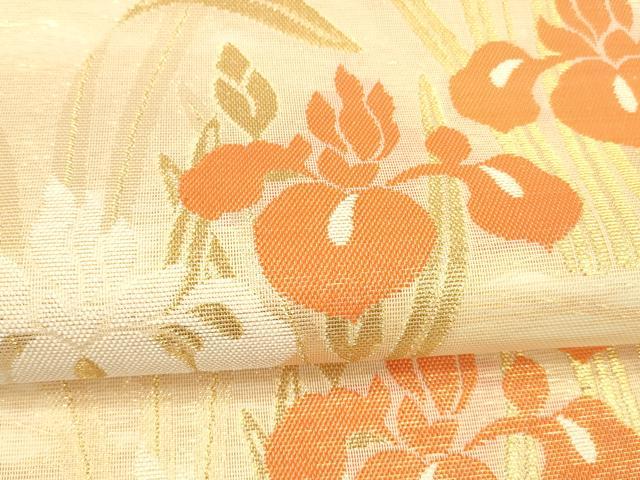 平和屋着物＊夏物 六通柄 本袋帯 杜若 金糸 正絹 逸品 DAAZ4225cm