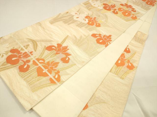 平和屋着物＊夏物 六通柄 本袋帯 杜若 金糸 正絹 逸品 DAAZ4225cm