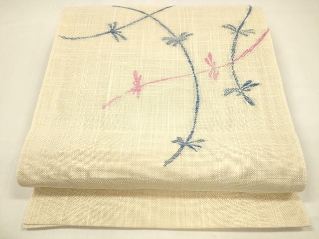 平和屋着物＊夏物 八寸名古屋帯 草葉文 DAAZ4226cm