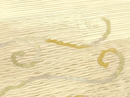 平和屋着物＊夏物 絽綴れ 八寸名古屋帯 流水文 金銀糸 正絹 逸品 DAAZ4228cm