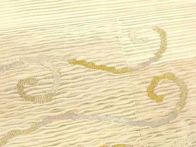 平和屋着物＊夏物 絽綴れ 八寸名古屋帯 流水文 金銀糸 正絹 逸品 DAAZ4228cm