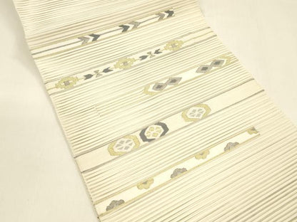 平和屋着物＊夏物 絽綴れ 八寸名古屋帯 横段抽象文 金銀糸 正絹 逸品 DAAZ4229cm
