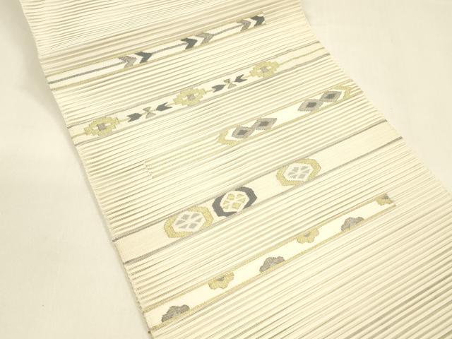 平和屋着物＊夏物 絽綴れ 八寸名古屋帯 横段抽象文 金銀糸 正絹 逸品 DAAZ4229cm