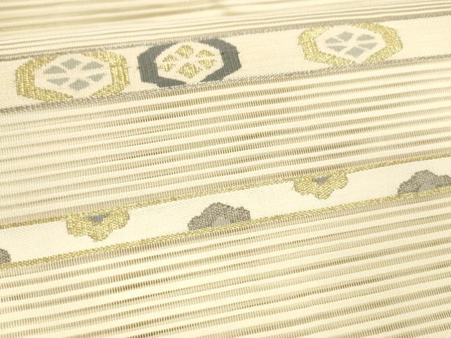 平和屋着物＊夏物 絽綴れ 八寸名古屋帯 横段抽象文 金銀糸 正絹 逸品 DAAZ4229cm
