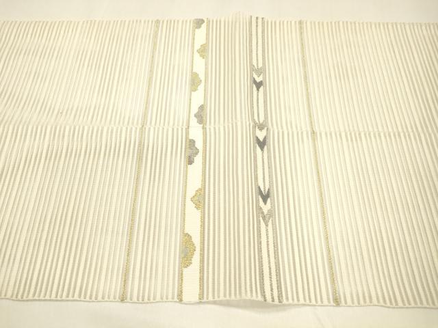 平和屋着物＊夏物 絽綴れ 八寸名古屋帯 横段抽象文 金銀糸 正絹 逸品 DAAZ4229cm