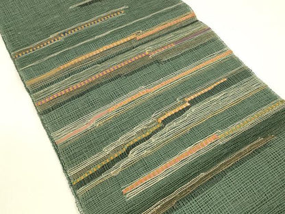 平和屋着物＊夏物　八寸名古屋帯　横段文　金糸　正絹　逸品　DAAZ4230cm