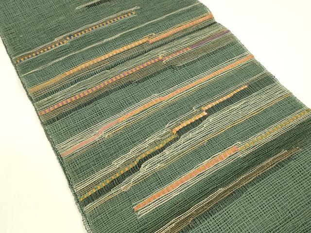 平和屋着物＊夏物　八寸名古屋帯　横段文　金糸　正絹　逸品　DAAZ4230cm