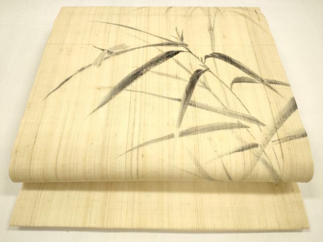 平和屋着物＊夏物 九寸開き名古屋帯 手描き 蜻蛉草葉文 麻 逸品 DAAZ4232cm