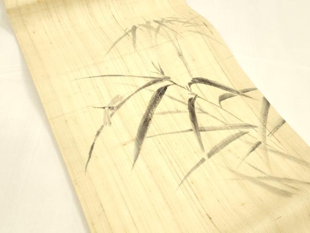 平和屋着物＊夏物 九寸開き名古屋帯 手描き 蜻蛉草葉文 麻 逸品 DAAZ4232cm