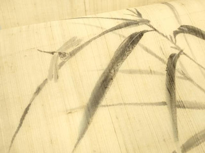 平和屋着物＊夏物 九寸開き名古屋帯 手描き 蜻蛉草葉文 麻 逸品 DAAZ4232cm