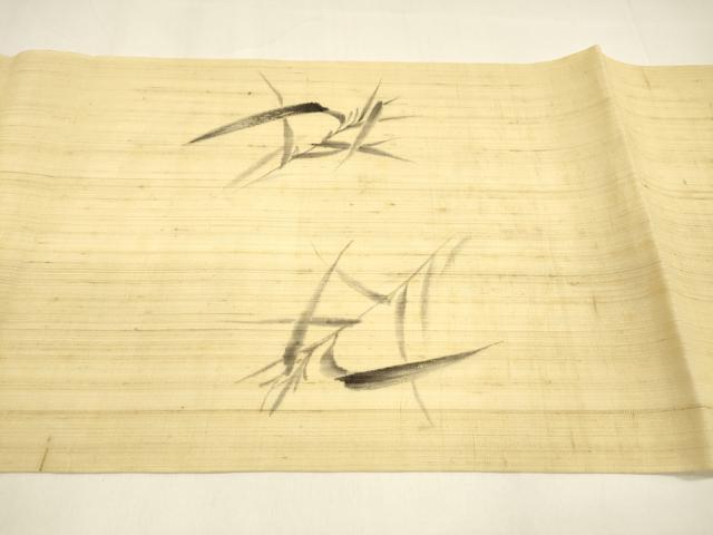 平和屋着物＊夏物 九寸開き名古屋帯 手描き 蜻蛉草葉文 麻 逸品 DAAZ4232cm