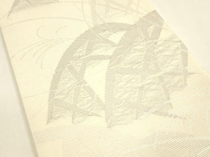 平和屋着物＊夏物 西陣 洛陽織物謹製 六通柄袋帯 籬草葉文 銀糸 証紙付き 正絹 逸品 DAAZ4238cm