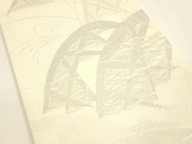 平和屋着物＊夏物 西陣 洛陽織物謹製 六通柄袋帯 籬草葉文 銀糸 証紙付き 正絹 逸品 DAAZ4238cm