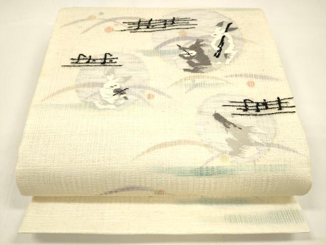 平和屋着物＊夏物 太鼓柄袋帯 露芝文 兎 楽器 演奏 正絹 逸品 DAAZ4241cm