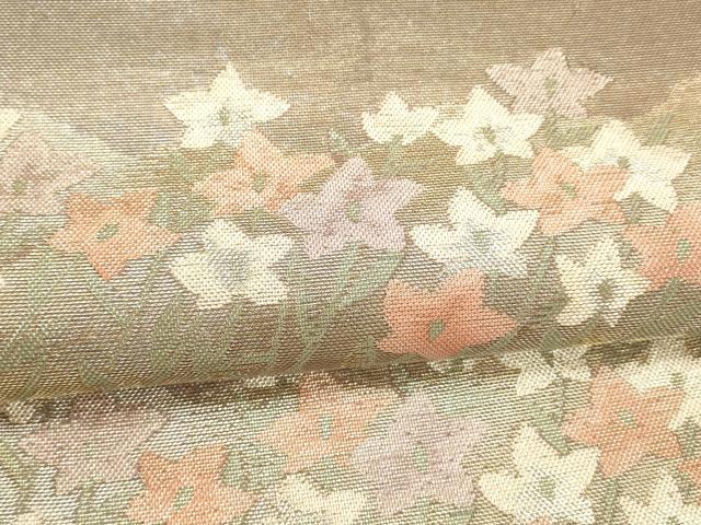 平和屋着物＊夏物 六通柄袋帯 草花文 金銀糸 正絹 逸品 DAAZ4242cm