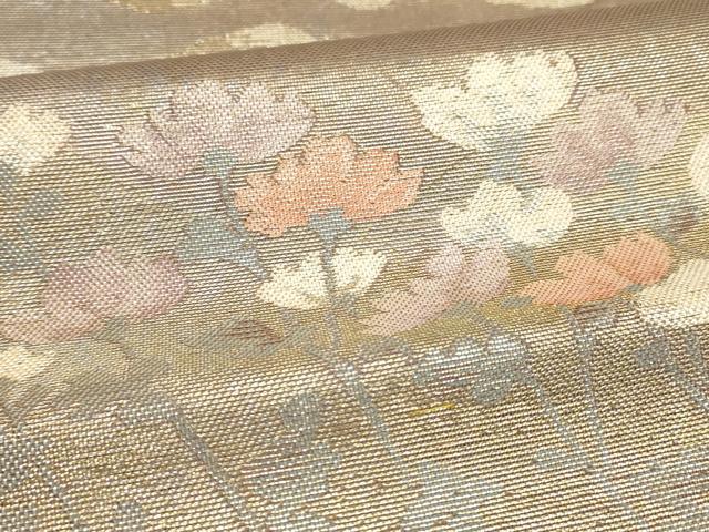 平和屋着物＊夏物 六通柄袋帯 草花文 金銀糸 正絹 逸品 DAAZ4242cm