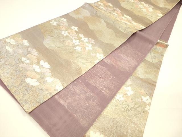 平和屋着物＊夏物 六通柄袋帯 草花文 金銀糸 正絹 逸品 DAAZ4242cm