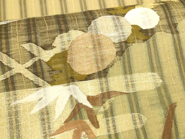 平和屋着物▽スリーシーズン 春夏秋 太鼓柄袋帯 すくい織 草花文 金銀糸 正絹 逸品 DAAZ4243cm