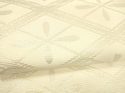 平和屋着物＊夏物 九寸名古屋帯 花菱文 銀糸 正絹 逸品 DAAZ4246cm
