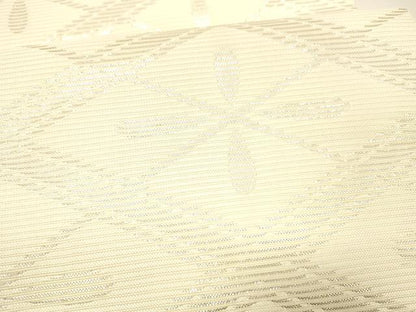 平和屋着物＊夏物 九寸名古屋帯 花菱文 銀糸 正絹 逸品 DAAZ4246cm