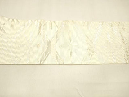 平和屋着物＊夏物 九寸名古屋帯 花菱文 銀糸 正絹 逸品 DAAZ4246cm