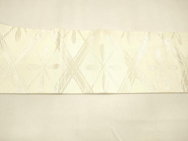 平和屋着物＊夏物 九寸名古屋帯 花菱文 銀糸 正絹 逸品 DAAZ4246cm