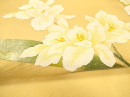 平和屋着物＊夏物 九寸名古屋帯 草花文 銀糸 正絹 逸品 DAAZ4247cm