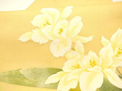 平和屋着物＊夏物 九寸名古屋帯 草花文 銀糸 正絹 逸品 DAAZ4247cm