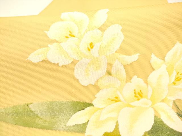 平和屋着物＊夏物 九寸名古屋帯 草花文 銀糸 正絹 逸品 DAAZ4247cm
