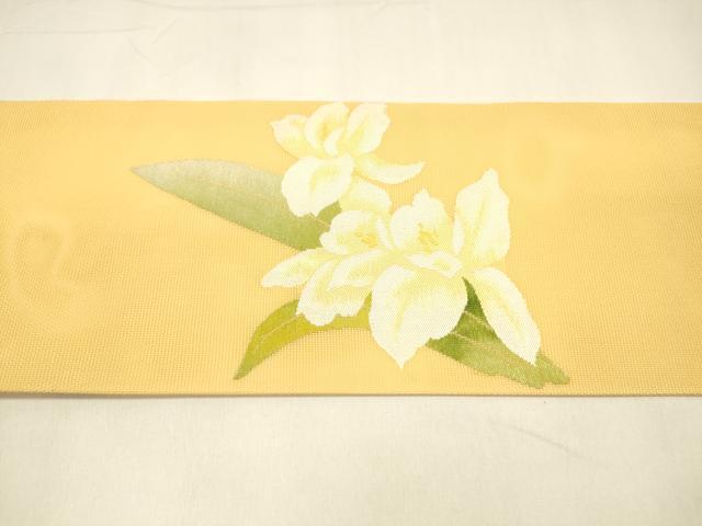 平和屋着物＊夏物 九寸名古屋帯 草花文 銀糸 正絹 逸品 DAAZ4247cm