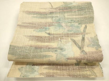 平和屋着物＊夏物 八寸名古屋帯 草葉文 正絹 逸品 DAAZ4248cm