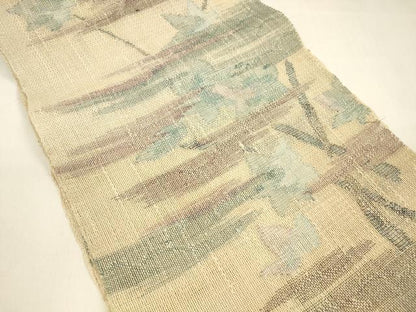 平和屋着物＊夏物 八寸名古屋帯 草葉文 正絹 逸品 DAAZ4248cm
