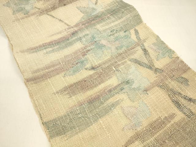 平和屋着物＊夏物 八寸名古屋帯 草葉文 正絹 逸品 DAAZ4248cm