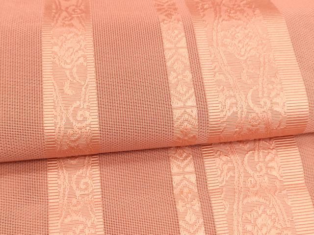平和屋着物＊夏物　本場筑前博多織　八寸名古屋帯　花唐草文　紗献上　甚三紅色　正絹　逸品　DAAZ4249cm
