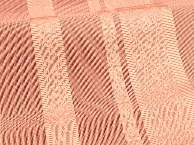 平和屋着物＊夏物　本場筑前博多織　八寸名古屋帯　花唐草文　紗献上　甚三紅色　正絹　逸品　DAAZ4249cm