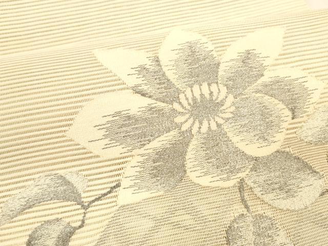 平和屋着物＊夏物 絽綴れ 八寸名古屋帯 草花文 銀糸 正絹 逸品 DAAZ4253cm