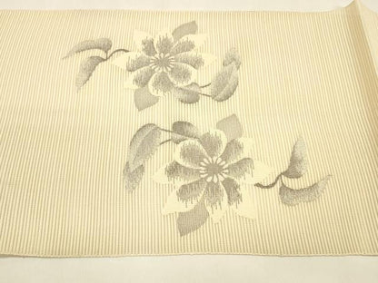 平和屋着物＊夏物 絽綴れ 八寸名古屋帯 草花文 銀糸 正絹 逸品 DAAZ4253cm