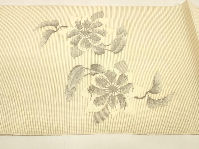 平和屋着物＊夏物 絽綴れ 八寸名古屋帯 草花文 銀糸 正絹 逸品 DAAZ4253cm